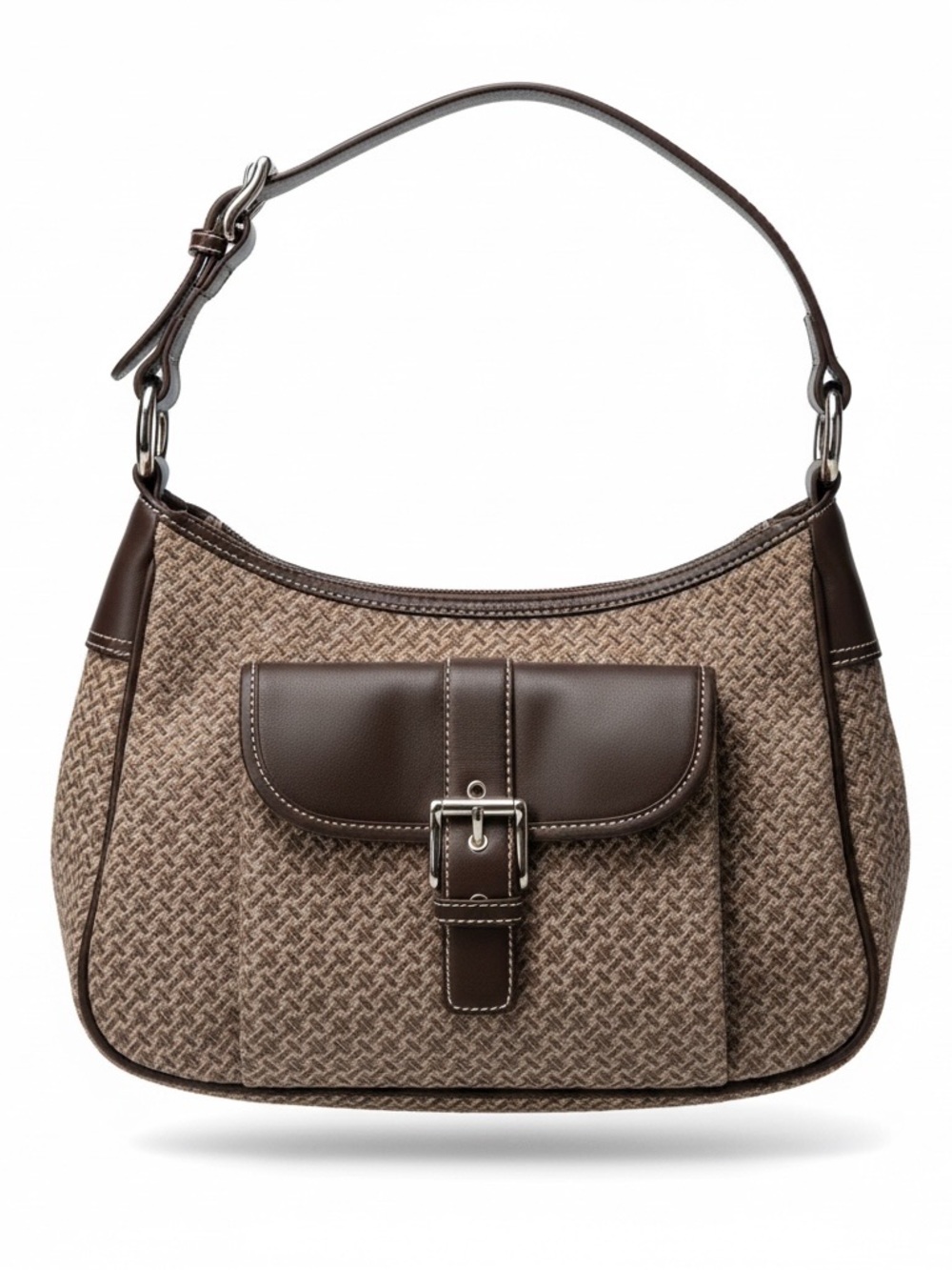 Y2K Talbots Jacquard Shoulder Bag Adjustable Purse Brown EUC